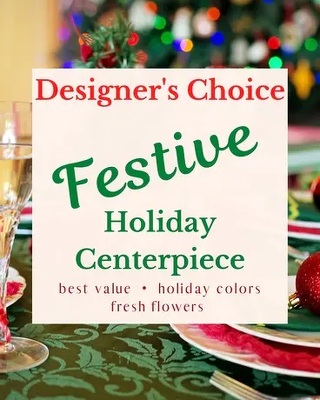 Designer's Choice - Festive Holiday Centerpiece from Walker's Flower Shop in Huron, SD