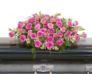 Peaceful Pink Casket Spray from Walker's Flower Shop in Huron, SD