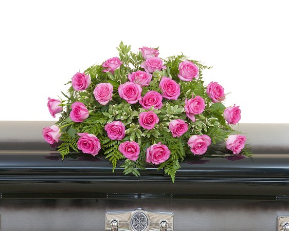 Pink Rose Casket Spray from Walker's Flower Shop in Huron, SD