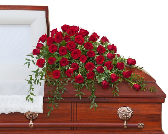 Simply Roses  Supreme Casket Spray from Walker's Flower Shop in Huron, SD