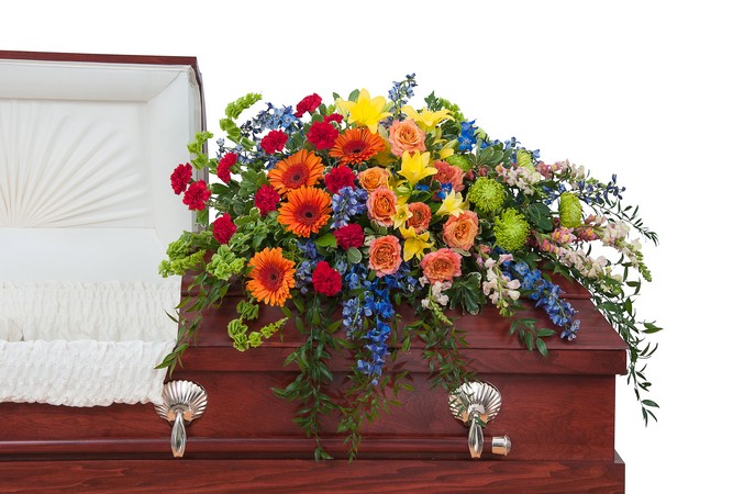 Treasured Celebration Casket Spray from Walker's Flower Shop in Huron, SD